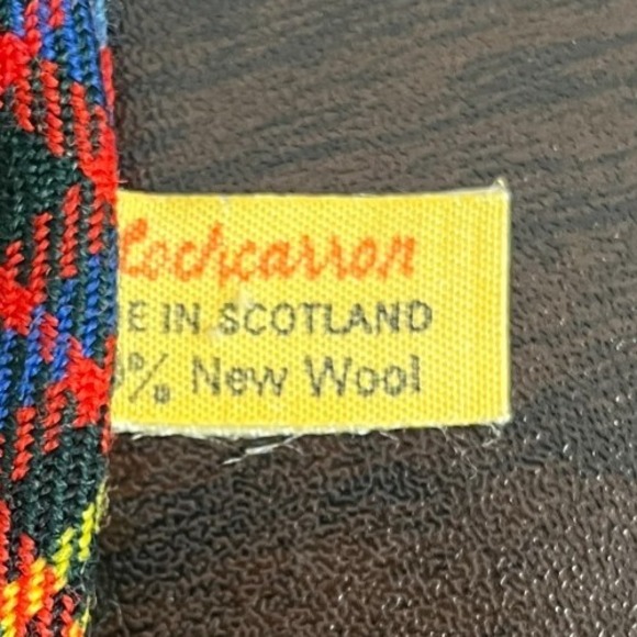 Vintage Lochcarron Mens Tie Short Blue Red Yellow Plaid Tartan Wool Scotland - Picture 5 of 8